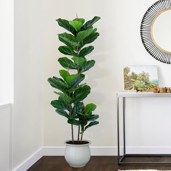 YEPDIN Artificial Fiddle Leaf Fig Tree 5FT Faux Fiddle Leaves Fig Tree Artificial Plants in Pot for Indoor Outdoor Fake Tree Plants