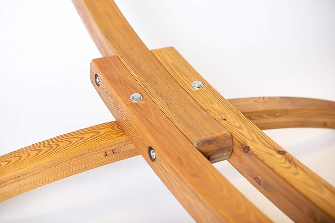 LA SIESTA® Elipso Nature Wood Hammock Stand for Indoor and Outdoor, FSC-Certified Larch Wood Stand, Wooden Hammock Stand only for Double Hammocks, Heavy Duty Hammock Stand Hammock Frame - Double Size