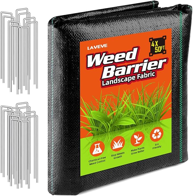 4FT x 50FT Weed Barrier Landscape Fabric, 3.2oz Premium Heavy Duty Garden Cloth, Ground Cover for Gardening, Farming
