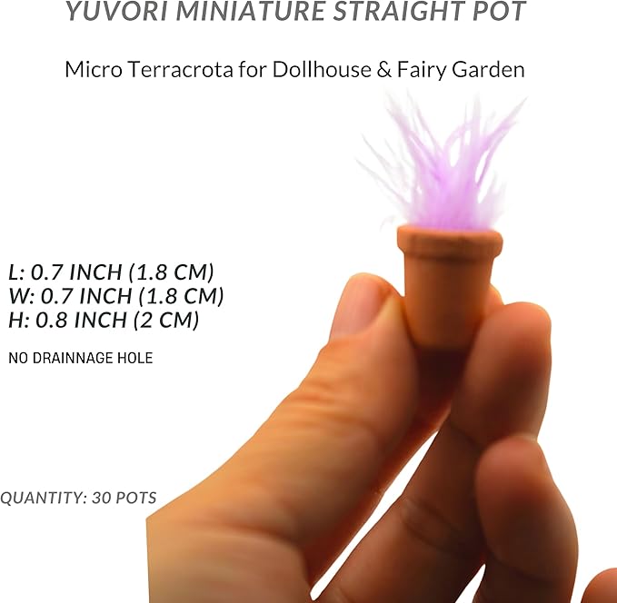 Yuvori Mini Terracotta Pots – Small Clay Flower Pots for Succulents, Cactus, DIY Crafts, Fairy Garden, School Projects – Set of 30 (Straight Cylinder, 0.7 Inch)