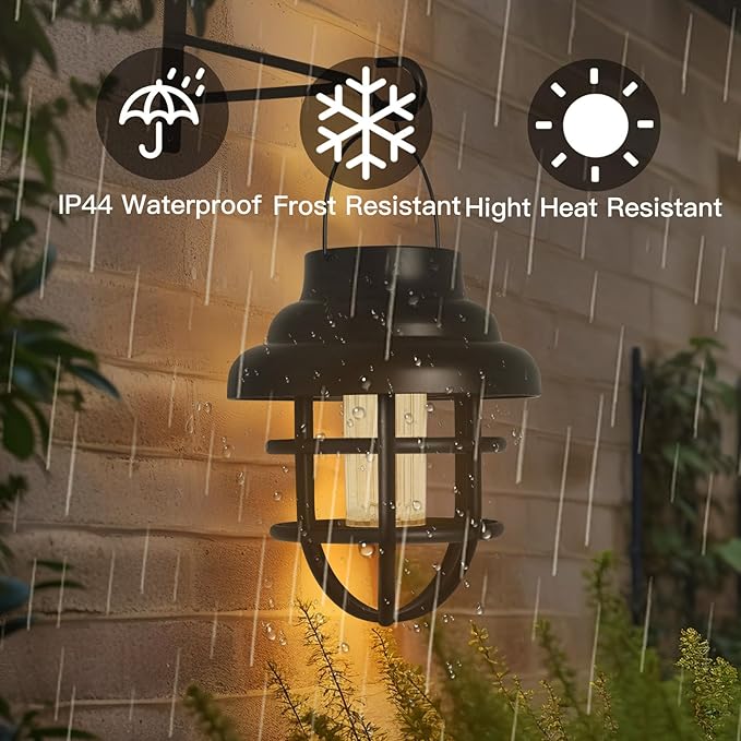 Solar Lantern Outdoor Hanging Lights,2Pack Garden Waterproof Decorative Solar Powered LED Landscape Lanterns with Retro Design for Patio,Yard and Pathway Holiday Decor for Women Mom