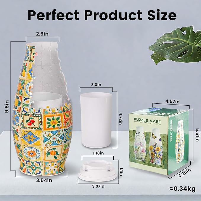 MYLARREN 3D Puzzle Vase for Adults & Kids, 152 Pcs 3D Puzzle Planter Vases for Flowers, Arts and Crafts for Kids 4-6, Adults, Girls, Cute Unique Flower Vases with Night Light(Sunflower)