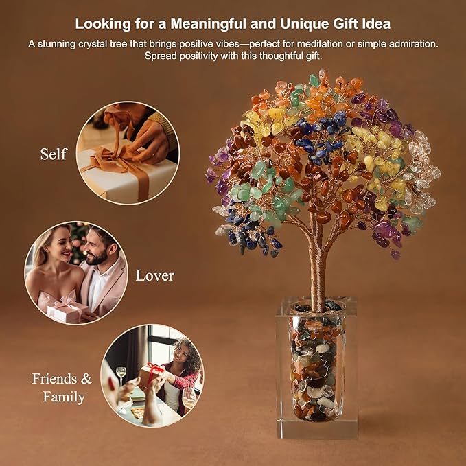 MAGIC AND MIRACLES Rose Quartz Crystal Trees of Life for Home Office Desk Deco, Pink Bonsai Tree, Christmas Housewarming Retirement Birthday Gifts New Home Meditation Yoga Gemstone Tree for Women