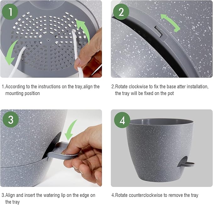 SwinDuck 10 Inch Self Watering Hanging Pots, 2 Pack Hanging Planters with 40oZ Deep Reservior for Indoor Outdoor Plants Flowers, Grey
