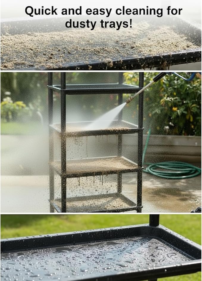 5-Tier Seed Starter Trays Plant Stand, with Bottom-Watering Design– Reinforced Thickened Shelf for Small Pots, Balcony/Indoor Seed Starting & Greenhouse, Black