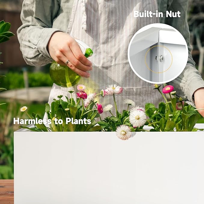 GZLVSOW Galvanized Steel Garden Planter 36” x 12” x 16” White Metal Planter Box Modern Metallic Heavy Planter Indoor & Outdoor, Commercial & Residential (White, L36 x W12 x D16)