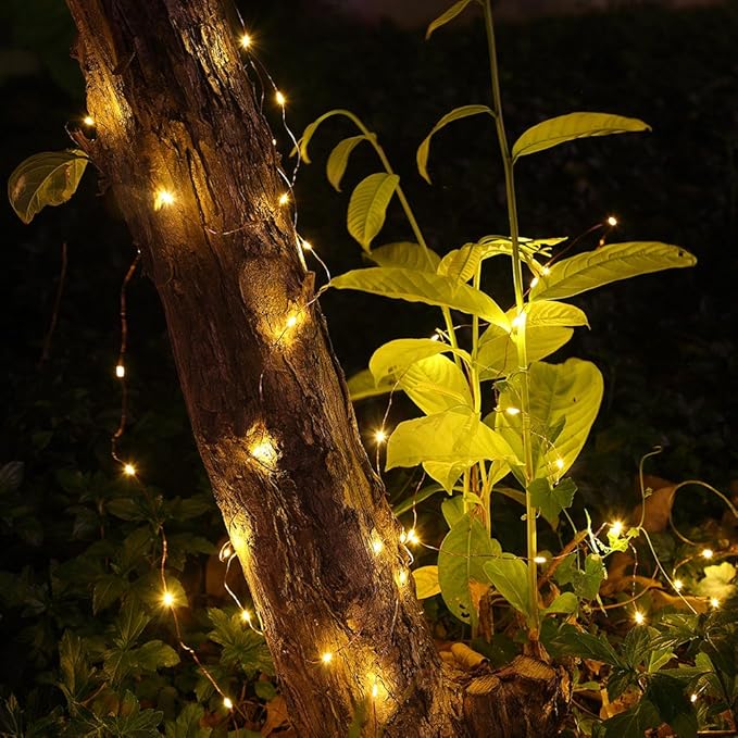 GDEALER 2 Pack 20 Feet 60 Led Fairy Lights Battery Operated with Remote Control Timer, 8 Modes Waterproof Copper Wire Twinkle String Lights for Bedroom Party Indoor- Warm White