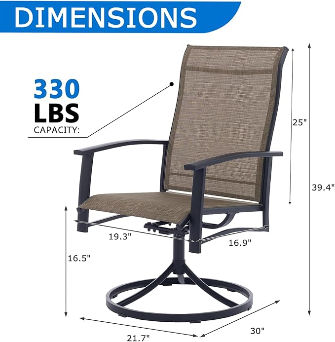 Patio Swivel Chairs Set of 4, All-Weather Metal Outdoor Dining Set with Breathable Mesh Seat, Lightweight Mocha Swivel Bistro Chairs for Garden, Deck, Porch - Cool & Comfortable Relaxation