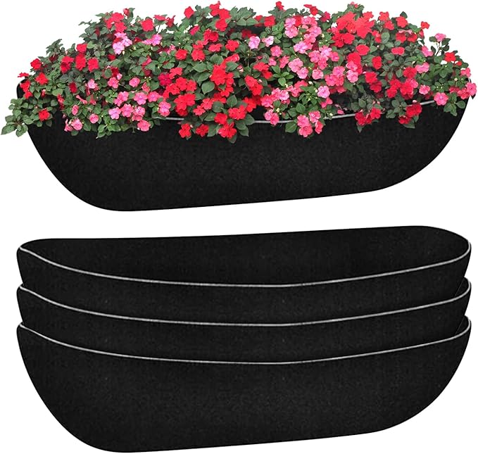 3PCS 36 inch Planter Liner,Fabric Window Box Liners,Hanging Planter Liners for Outdoor Plants Half Moon Shape Replacement for Flower Pots Horse Trough Hanging Basket Vegetables Pot