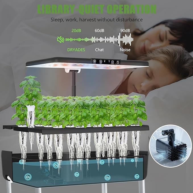 66-Pod Indoor Hydroponic Growing System + 3 Free Seeds Starter Kit (Lettuce, Salad Mixed, Basil Seeds) – Dual 53W Full-Spectrum LED, 10-L Water Tank, 3-Tier Grow Pods (66 Pods)