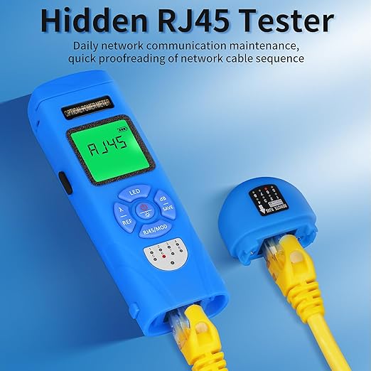 3-Piece Kit High Precision Rechargeable Optical Power Meter L-C7 (-70~+10dBm) Built in RJ45/LED Function Fiber Tester & Rechargeable VFL for SC/FC/ST/LC Interface, with FC-LC Adapter