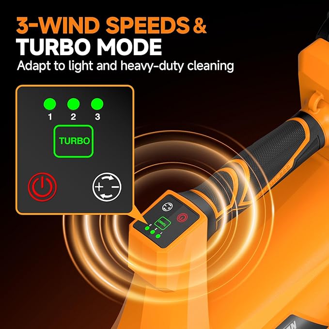 Alloyman 40V Battery Powered Leaf Blower Cordless with 2×2.0Ah Battery and Charger, 650CFM Brushless Handheld Blowers, 3 Speed+Turbo Mode Electric Leaf Blower for Lawn Care, Leaves, Dust, Snow