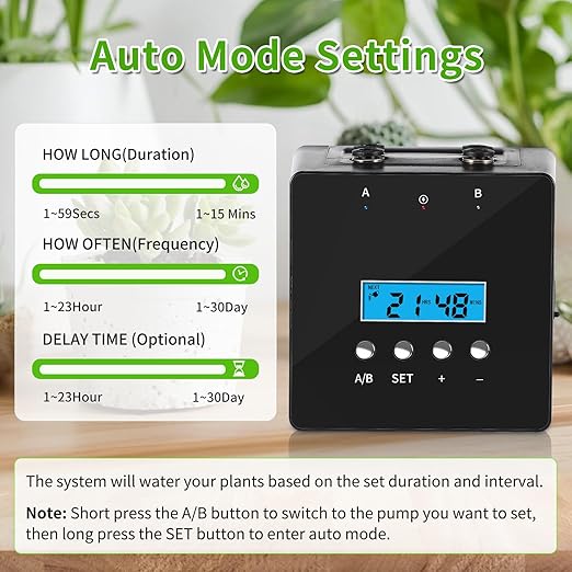 DAOTAILI Plant Watering Devices - Dual Pump Automatic System for 20 Pots, 30-Day Smart Timer with USB-C Charging – Ideal for Indoor Gardens & Balconies