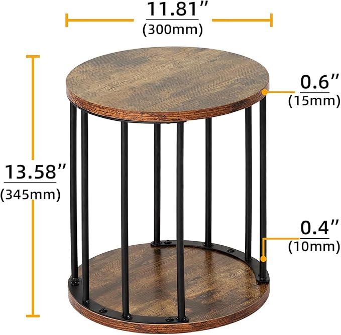 Leinade Plant Stand Indoor,small plant stool,Flower Pot Corner stand holder,Mid Century Heavy Duty Metal Tall Home Decor,Modern Round End Table,Small Rustic Display Stand for Living Room,Bedroom(Brown,14In)
