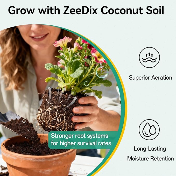 ZeeDix 50Pcs Organic Coco Coir Pellets for Seed Starter, Compressed Coconut Coir Potting Soil for Planting, Garden Soil for Indoor Outdoor Plants Bonsai Herbs Flowers Vegetables (30mm)