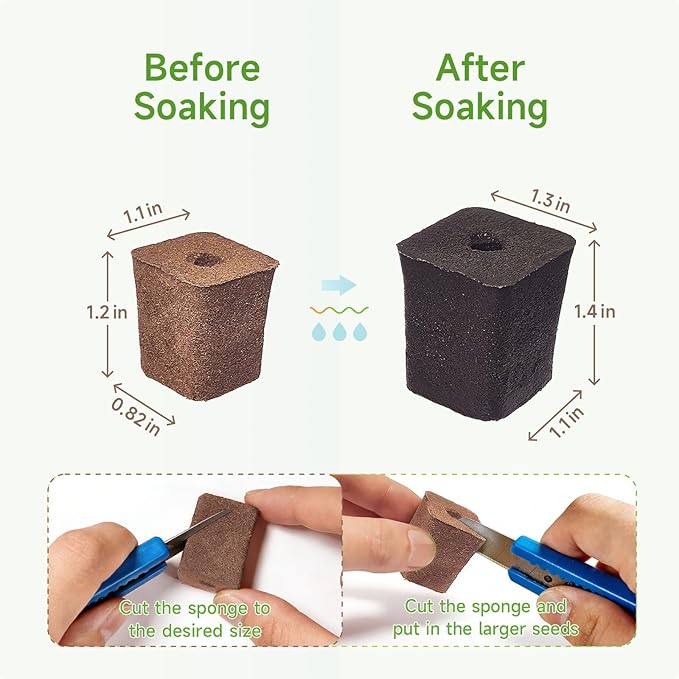 50 Pack Grow Sponges Square Sponge Replacement Part Seedling Starter Sponges for Hydroponic Indoor Garden System Cuttage Rooting Germination Kits