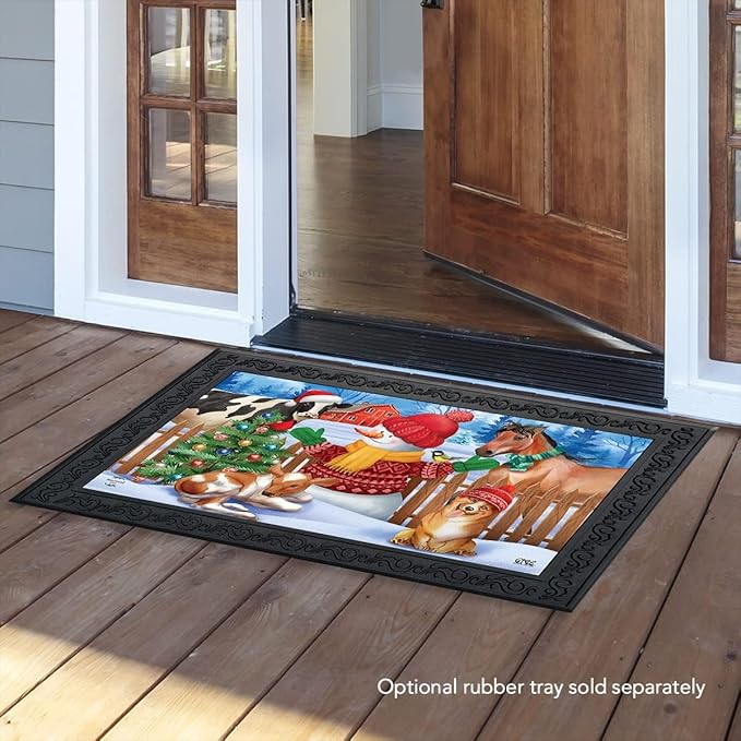 Briarwood Lane Barnyard Snowman Christmas Doormat