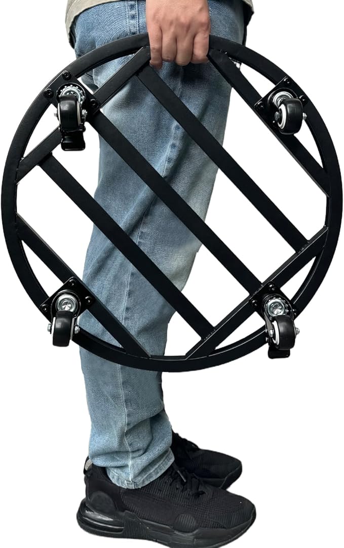 Hongsane 18" Round Plant Stand with Wheels Heavy Duty,Large Metal Plant Caddy Indoor Outdoor Use,Rolling Plant Dolly with Industrial Casters,Rust-Proof Black Plant Tray for Large Planters Pots,1-Pack