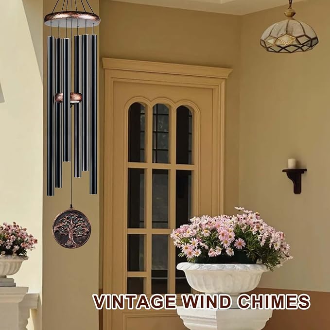 Gabzart Large Wind Chimes for Outside, 48" Vintage Tree of Life Deep Tone Wind Chime Outdoor Clearance with Heavy Tubes, Patio Porch Garden Decoration, Memorial Gifts for Women Men Mom