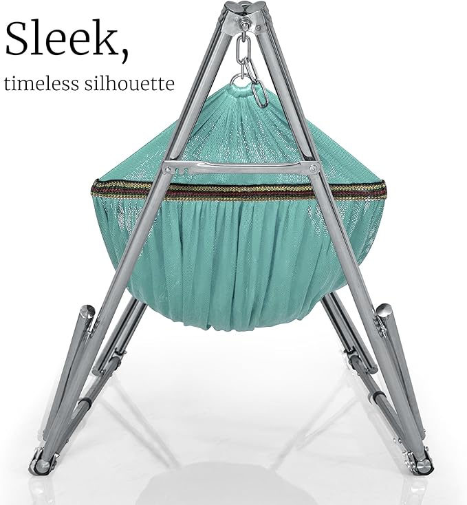 Tranquillo Adjustable Collapsible Hammock with Stand – Picnic Hammock Stand and 2 Layered Polyester Hammock Net for 2 Persons with Carry Bag, Sky