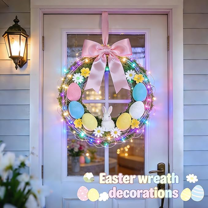 JMEXSUSS 2 Pack Pastel Fairy Lights Battery Operated with Remote, Total 200 LED 66ft Easter Lights Outdoor Waterproof, 8 Modes Battery Powered Twinkle String Lights for Bedroom Indoor Easter Decor