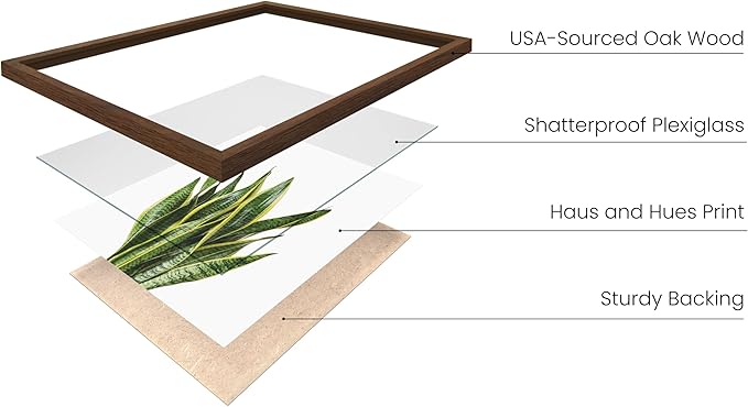 HAUS AND HUES Plant Wall Art - Set of 4 Plant Pictures and Green Wall Art Collection, Botanical Prints, Sage Green Leaves Paintings For Wall, Minimalist Poster (Walnut Frame, 11x14)