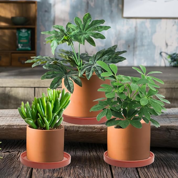 Ceramic Plant Saucer Pot Tray 10.7 Inch, Planter Saucers 6 7 8 9 10 11 12 15 Inch, Durable Sturdy Flower Drainage drip Water Tray for Glazed Pots Base (10.7Inch- Red Terracotta)