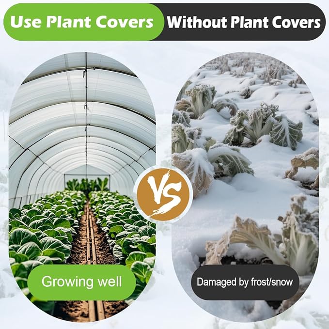 BTPLASTIK 10x50Ft Plant Covers Freeze Protection Frost Blankets - Winter Frost Cloths for Garden Raised Beds, Folded Floating Row Covers for Outdoor Plants, Fruit Trees & Shrubs