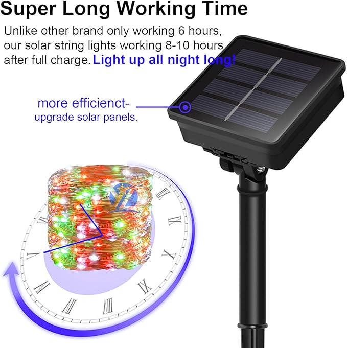 Solar Christmas Lights Outdoor Waterproof, Red White Green Fairy String Lights, IP67 2PACK Total 200LED 66FT with 8Modes, Outside Christmas Decorations Lights for Tree, Garden, Patio, Fence, Balcony