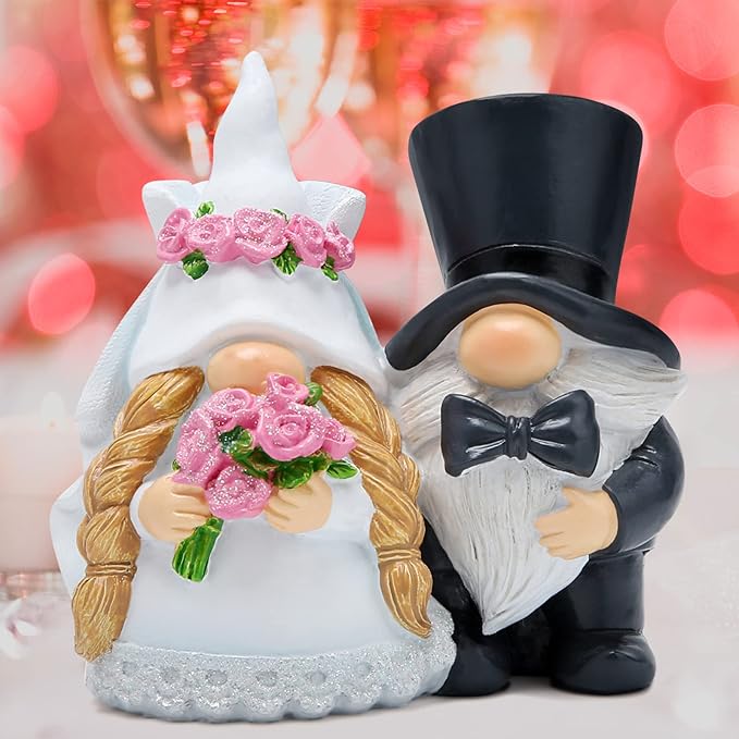 Hodao Couple Gnome Decoration Handmade Couple Scandinavian Elf Ornaments Wedding Celebration Figurines Decor Sweet Anniversary Day Home Table Decor