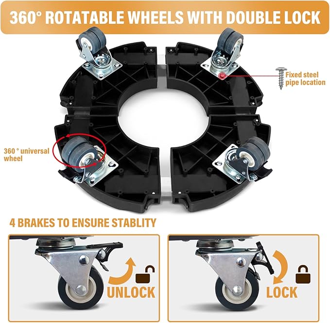 DOFIMATE 2 Pack Rolling Plant Stand with Wheels,15-21’’Adjustable Heavy Duty Plant Caddy with Wheels for Indoor Outdoor Planter Dolly Lockable