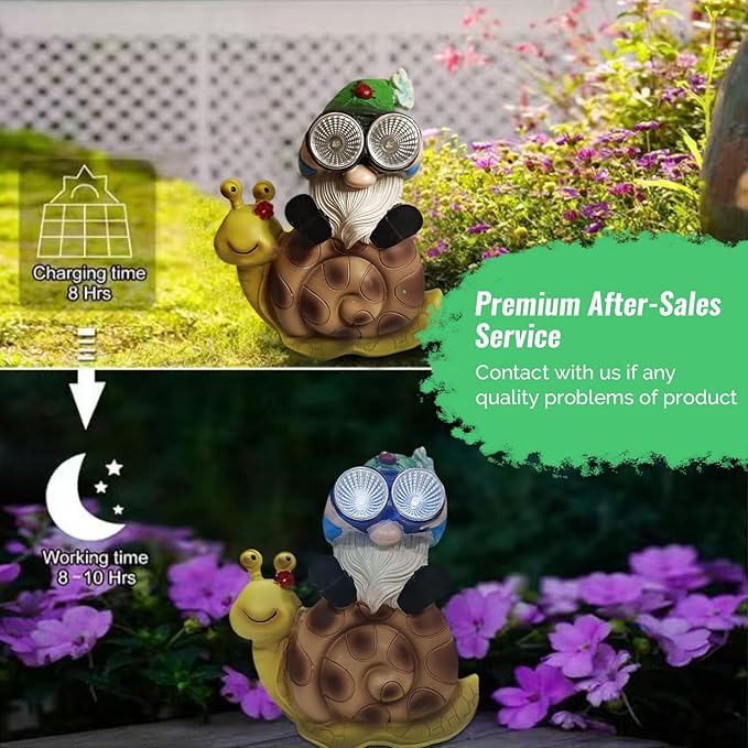 Solar Garden Statue LED Outdoor Garden Decor Funny Animal Sculpture for Yard Patio Lawn Weatherproof Resin Birthday Art Gift（Gnome ）