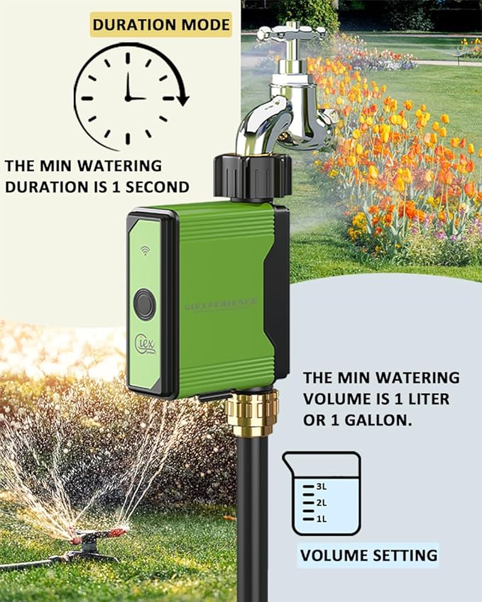 GIEX ZIGBEE Sprinkler Timer GX-02,Built-in Flow Meter, Smart Irrigation Garden Hose Watering Controller Work with TUYA APP and Smart Life APP