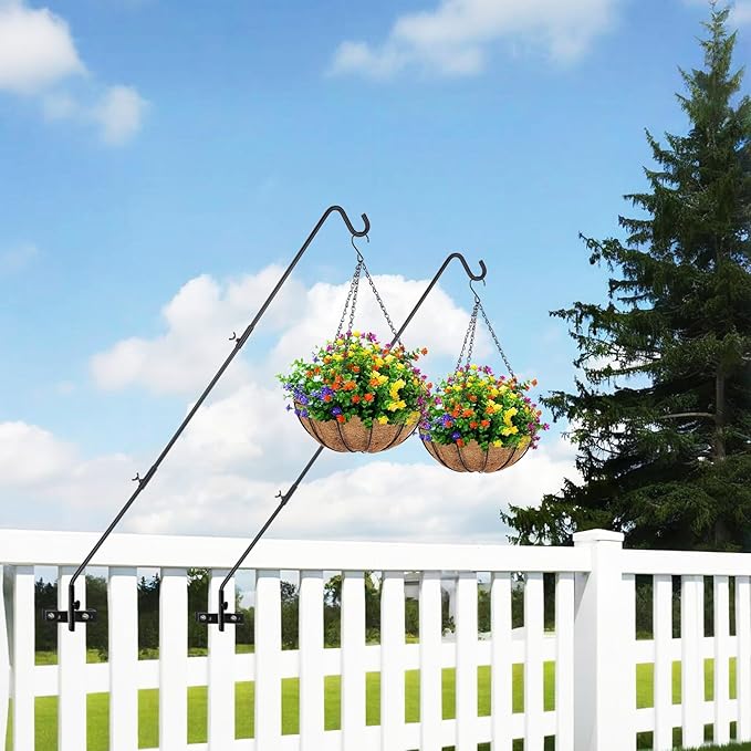 GDHSWJ 2 Pack Deck Hooks for Hanging Bird Feeders, 43" Adjustable Bird Feeder Hanger for Railing, 360° Swivel Clamp-On Plant Hook for Balcony, Porch, Lanterns, Wind Chimes