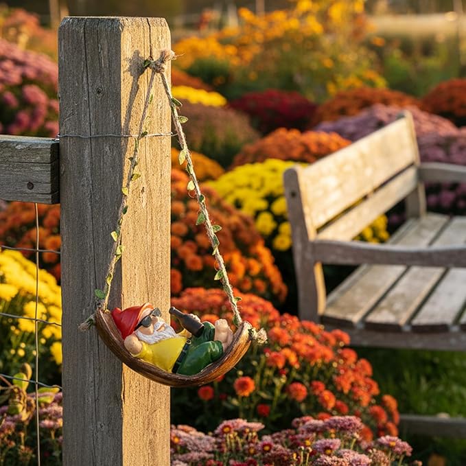 Hanging Garden Gnome Statues Decor for Outdoor, Indoor Funny Gnome Decor, Hanging Garden Ornament for Yard, Tree, Patio, Balcony, Living Room - Gnome Gift for Home Outdoor Decoration