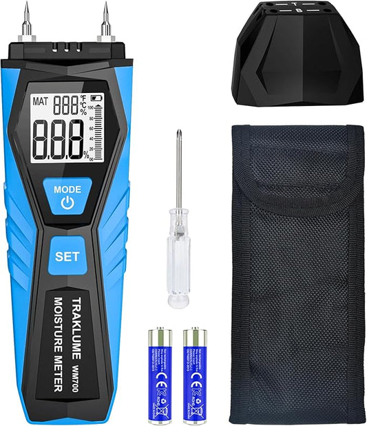 Wood Moisture Meter for Lumber Pin-type Moisture Meter for Drywall with LCD Display Moisture Detector for Walls Moisture Sensor for House Firewood Moisture Reader for Wood Wall Water Leak Detector
