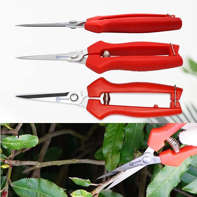 Sanung 2 PACK Pruning Shears,Straight Stainless Steel Pruning Shears Hand Pruner Garden Trimmer Scissors Clippers with PVC Handle Safety Lock Pruning Shears for Gardening Tree Trimming