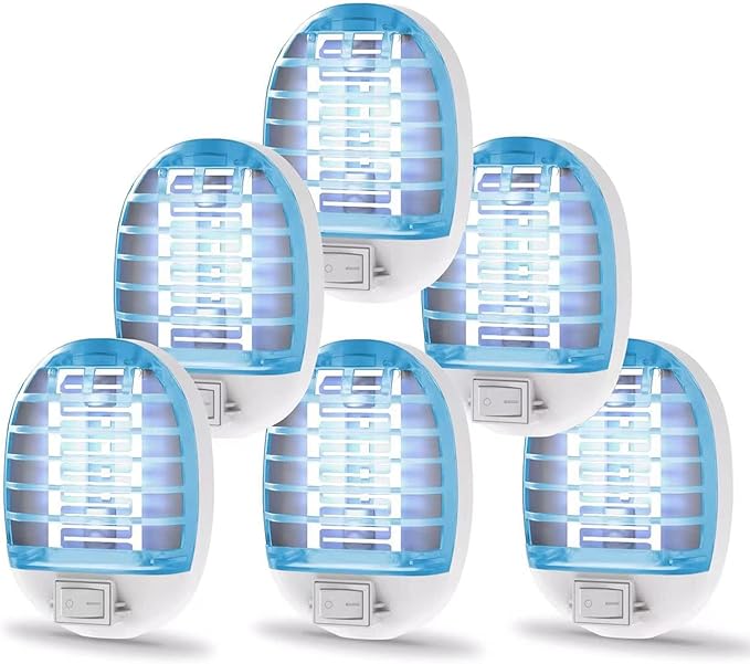Bug Zapper Indoor, Electronic Fly Trap Insect Killer, Mosquitoes Killer Mosquito Zapper with Blue Lights for Living Room, Home, Kitchen, Bedroom, Baby Room, Office(6 Packs)