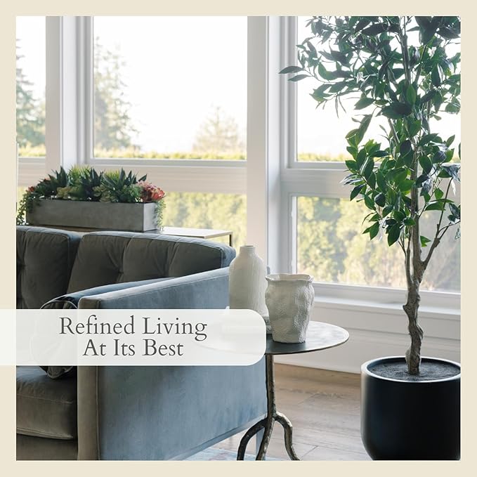 CG Hunter Faux Laurel Tree, Premium Artificial Indoor Tree Stands 7-ft Tall, Lifelike-Leaves & Hand Painted Trunk, Planter Pot Included
