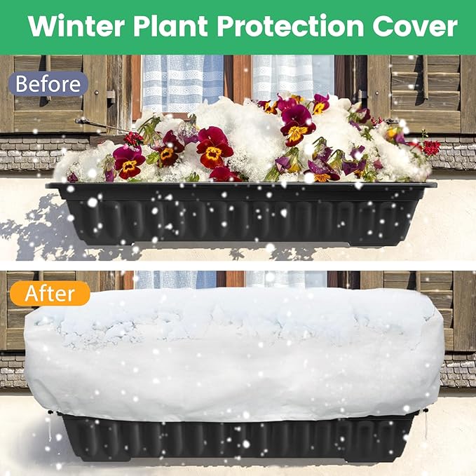 Plant Covers Freeze Protection, 2 Pack 4.1 x 2 x 1.6 ft Rectangular Raised Garden Bed Cover with Drawstring, 2.47oz/yd² Large Garden Box Frost Blankets Reusable Frost Cloth for Winter Outdoor Plants