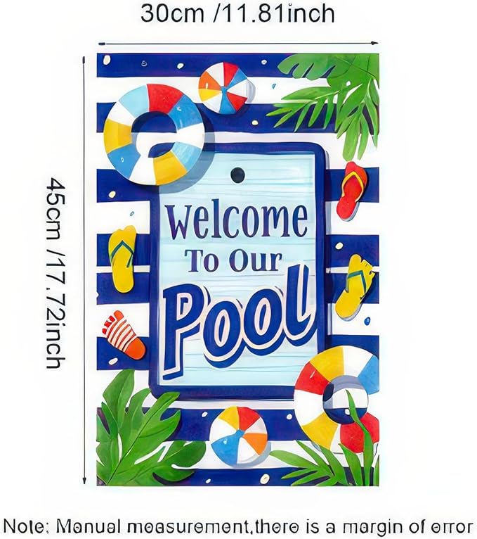 Welcome To Our Pool Garden Flag12x18 Inch Double Sided Summer Beach Bar Pub Porch Patio Deck Backyard Poolside Decor Outside Holiday Party Seasonal Farmhouse Banner Outdoor Decor