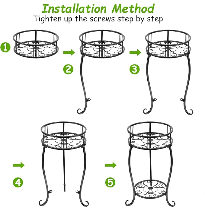 YENGOTH Potted Plant Stand 2 Tier Metal Flower Pot Stand Anti-Rust Heavy Duty Plant Holder Shelf for Home Indoor Outdoor