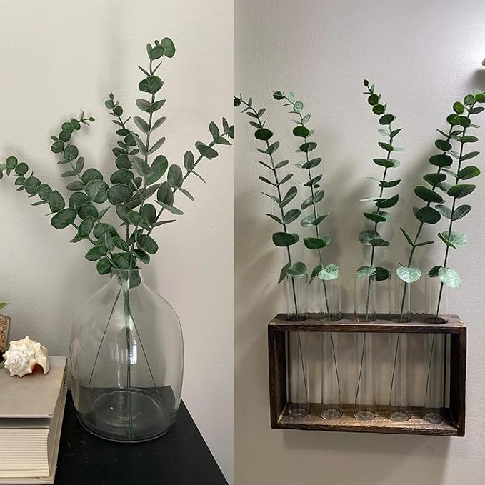 Tinsow 26 Pcs Artificial Eucalyptus Stems Faux Eucalyptuses Real Touch Leaf Wedding Bouquet Centerpiece Filler Home Decor (Green, 26)