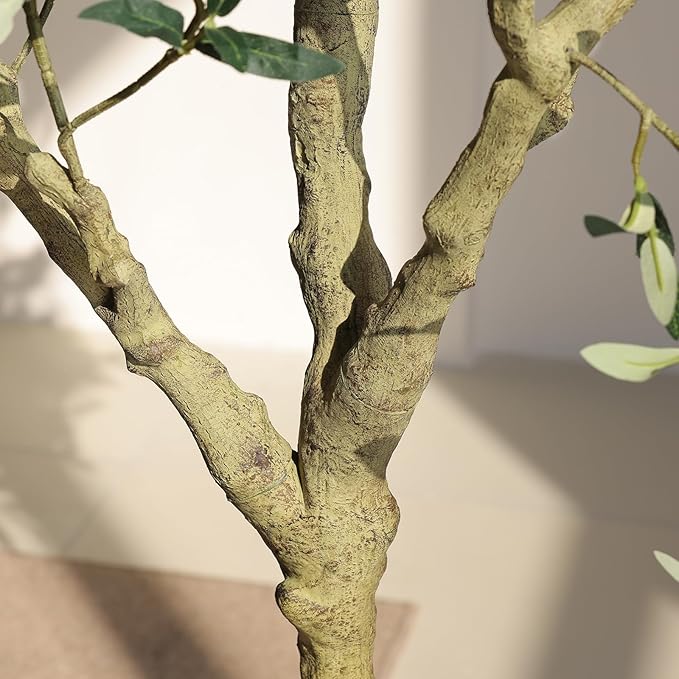VeriNatural Olive Trees Artificial Indoor, 7Ft Faux Olive Tree, Tall Artificial Olive Plants,Fake Silk Tree in Pot with Olive Branch & Fruit, Home Office Modern Decor Gift for Housewarming 1Pack