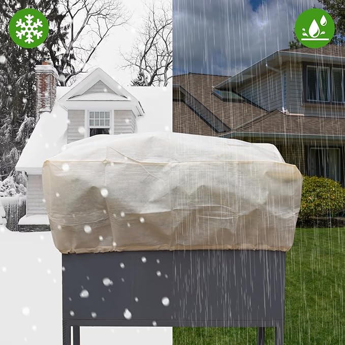 DINGBAI Plant Cover Freeze Protection, Winter Plant Covers, Plant Frost Cover, Tree Plant Freeze Protection Covers, Planter Plant Winter Frost Blanket with Zip Drawstring,2 Pack (59x17.7x15.7INCH)