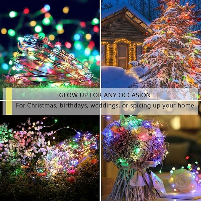 Sanniu Led Fairy Lights Battery Operated, 4 Packs Mini Battery Powered Copper Wire Starry String Lights for Christmas,Bedroom,Wedding,Parties,Patio,Indoor,Home Decoration (5m/16ft Multicolor)
