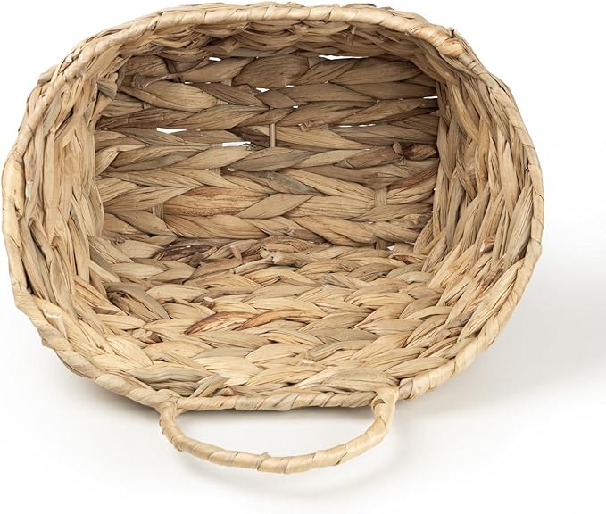 Hanging Wall Basket Handwoven Wicker Basket for Plants, Flowers & Storage, Rustic Farmhouse Wall Decor Organizer, Natural Water Hyacinth
