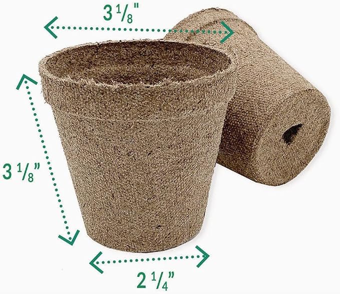 Jiffy Plant Pot - Organic Biodegradable Pots for Seedlings, Drainage Hole - 3 in, 22 Pack - Peat