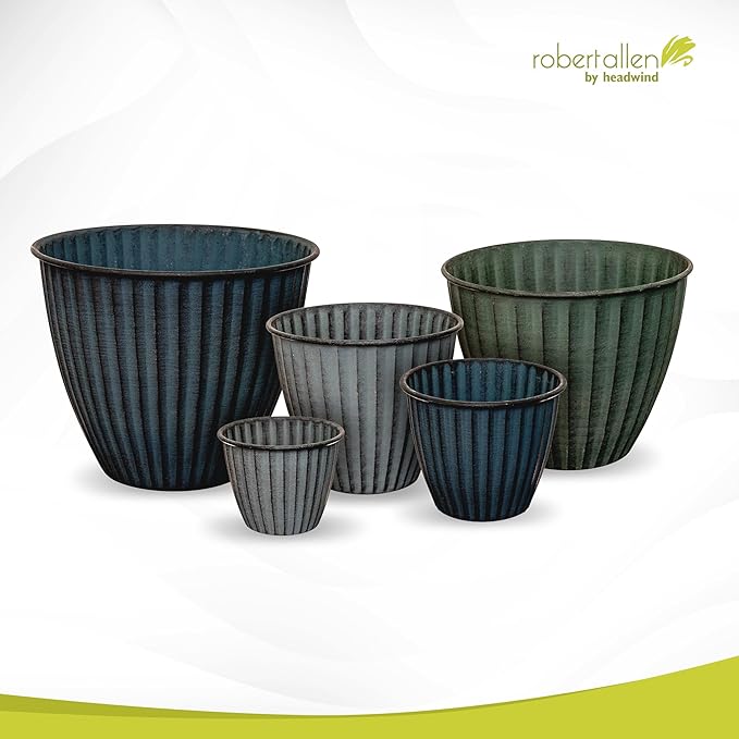 Headwind Monroe Natural Ironstone Collection - 6 Inch Ocean Blue Plant Pot – for Succulent Pots, Flower Pot, Planters for Indoor Plants & Outdoor Planter Pots for Plants by Robert Allen
