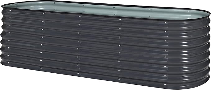 BlueWish 8ftx2ftx2ft Raised Garden Beds Outdoor with 2 Aluminum Support Rods, Raised Beds for Gardening with Galvanized Steel, Rubber Strips, Garden Boxes Outdoor Raised for Backyard, Garden, Lawn